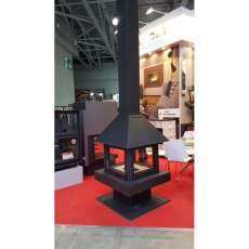 Стальной камин с четырьмя стеклами Эклипс островной 4D графит фото в Барановичах