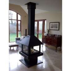 Стальной большой камин со стеклами Эклипс островной 4D графит фото в Барановичах