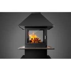 Стальной камин с четырьмя стеклами Эклипс островной 4D графит фото в Барановичах