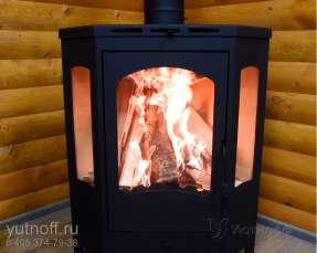 Стальной камин со стеклами Бавария панорама угловая фото в Барановичах