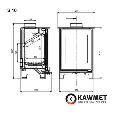 Печь-камин Kawmet Premium S16 (4,9 кВт) Амазонка бай фото в Барановичах