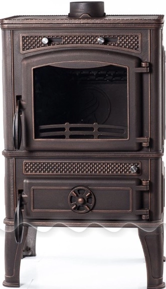 Печь-камин чугунный FireWay Dacha с варочной поверхностью патина бронза Амазонка бай фото в Барановичах