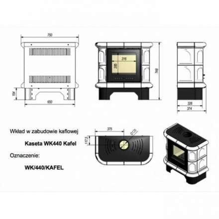 Купить кафельную печь камин Kratki WK/440/KAFEL/CZ Амазонка бай фото в Барановичах