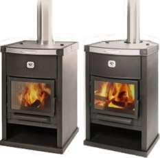 Недорогая печь-камин со стеклом и дровницей Теплодар ОВ-140 (угловой) фото в Барановичах