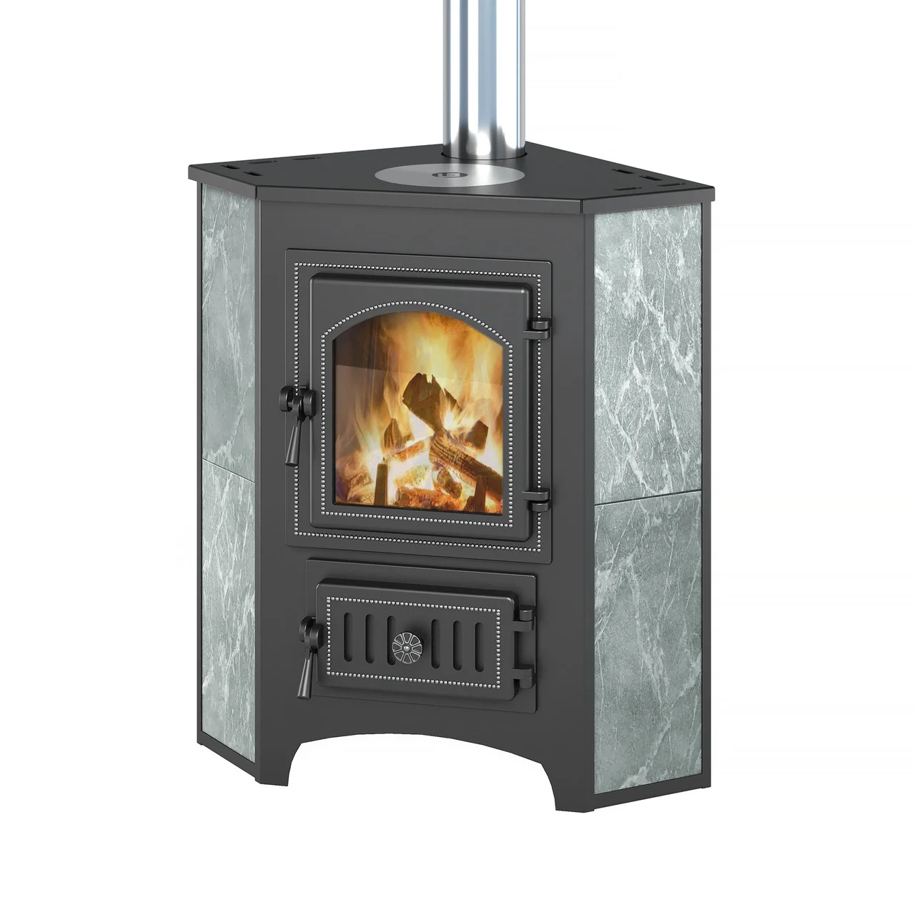 Печь-камин Везувий ПК-01 (270) угловой талькохлорит 9 кВт Амазонка бай фото в Барановичах