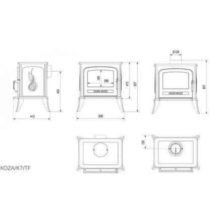 Купить Печь-камин чугунный Kratki Koza K7 с турбиной в Барановичах Амазонка бай фото в Барановичах