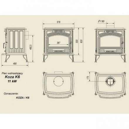 Отопительная печь Kratki Koza/K6 (декор дверцы) Амазонка бай фото в Барановичах