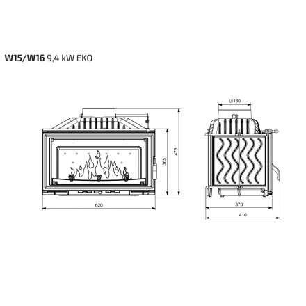 Каминная топка Kawmet W15 STANDARD 9,4 кВт EKO в Барановичах