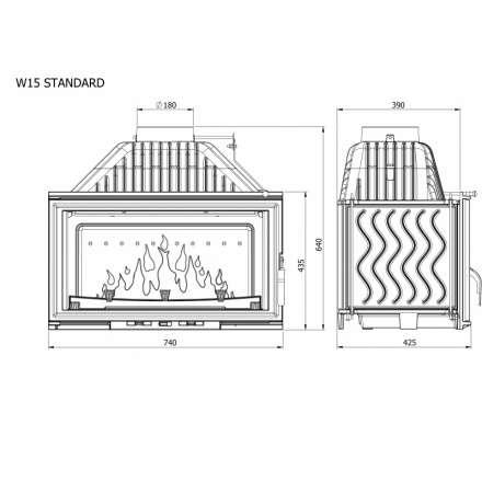 Каминная топка Kawmet W15 STANDARD 18 кВт в Барановичах