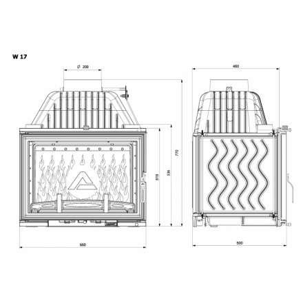 Каминная топка Kawmet W17 DECOR 16 кВт в Барановичах