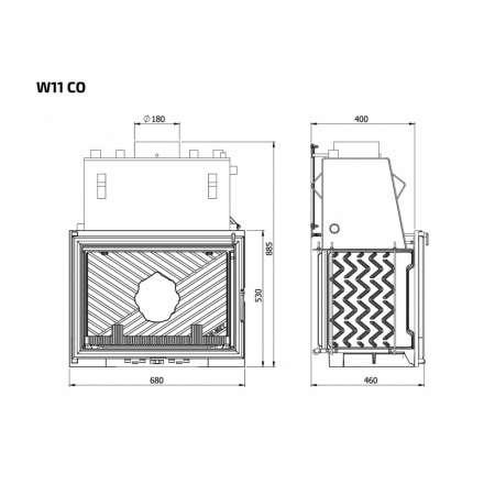 Каминная топка Kawmet W11CO 18 кВт с водяным контуром в Барановичах