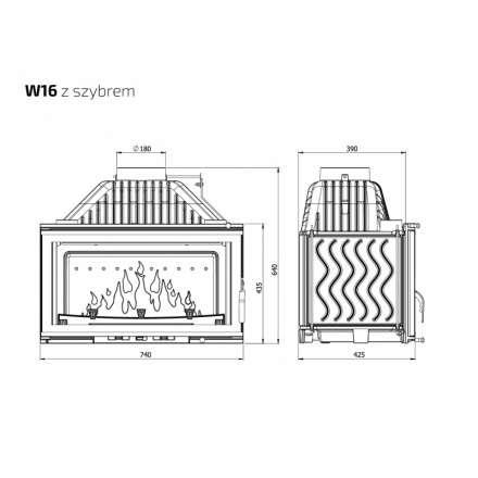 Каминная топка Kawmet W16 PREMIUM 14,7 кВт в Барановичах