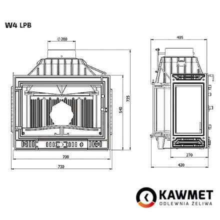 Каминная топка Kawmet W4PLB-14,5 кВт в Барановичах