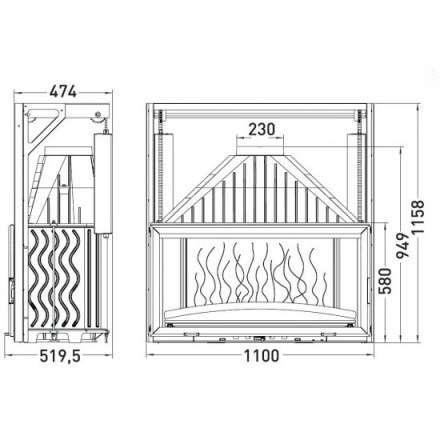 Каминная топка Invicta 1100 Grand Vision с подъёмом в Барановичах