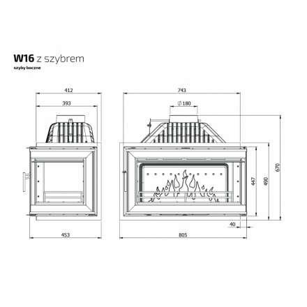 Каминная топка Kawmet W16PB 14,7 кВт в Барановичах