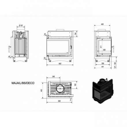 Каминная топка Kratki Maja/L/BS/Deco в Барановичах
