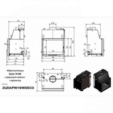 Каминная топка Kratki Zuzia/PW/19/W/DECO в Барановичах