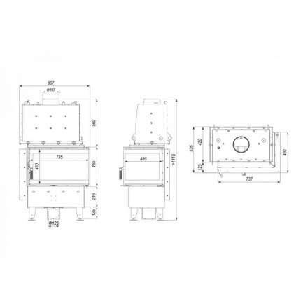Каминная топка Defro Home RIVA SM BL SHORT угловая, с водяным контуром в Барановичах