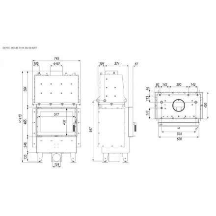 Каминная топка DEFRO HOME RIVA SM SHORT с водяным контуром в Барановичах