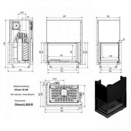 Каминная топка Kratki Oliwia/L/BS/G в Барановичах
