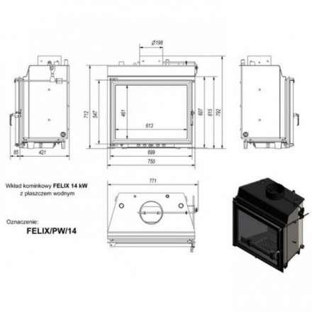 Каминная топка Kratki Felix/PW/14/W в Барановичах