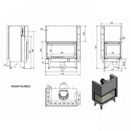 Каминная топка Kratki NADIA/14/L/BS/G в Барановичах