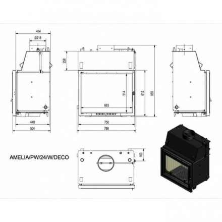 Каминная топка Kratki Amelia/PW/24/W/DECO (змеевик) в Барановичах