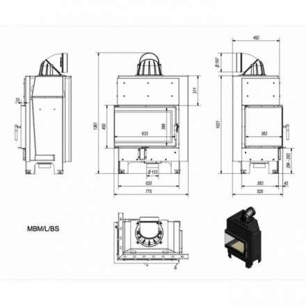 Каминная топка Kratki MBM/L/BS в Барановичах