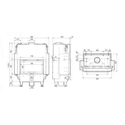 Каминная топка Defro Home RIVA ME G SHORT с водяным контуром и подъемом стекла вверх в Барановичах