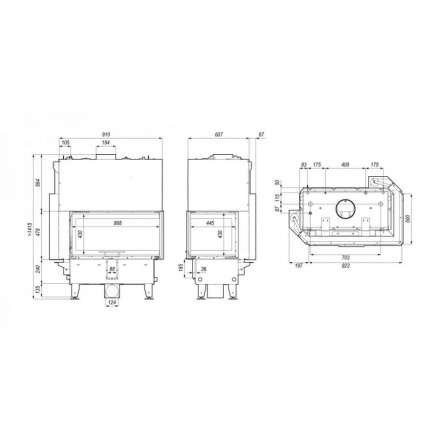 Каминная топка DEFRO HOME RIVA ME BL G SHORT угловая с водяным контуром и подъемом стекла вверх в Барановичах