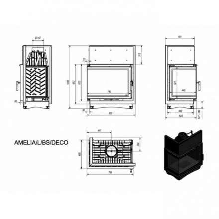 Каминная топка Kratki Amelia/L/BS/Deco в Барановичах