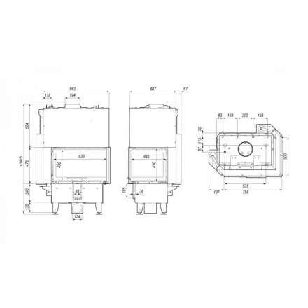 Каминная топка DEFRO HOME RIVA SM BL G SHORT угловая с водяным контуром и подъемом стекла вверх в Барановичах