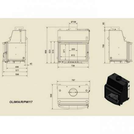 Каминная топка Kratki Oliwia/R/PW/17 в Барановичах