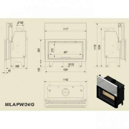 Каминная топка Kratki Mila/PW/24/G в Барановичах