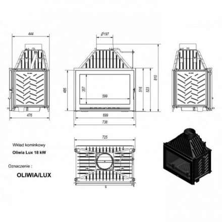 Каминная топка Kratki Oliwia/LUX в Барановичах