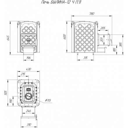 Печь для бани Теплодар Былина-12Ч (1.1) в Барановичах