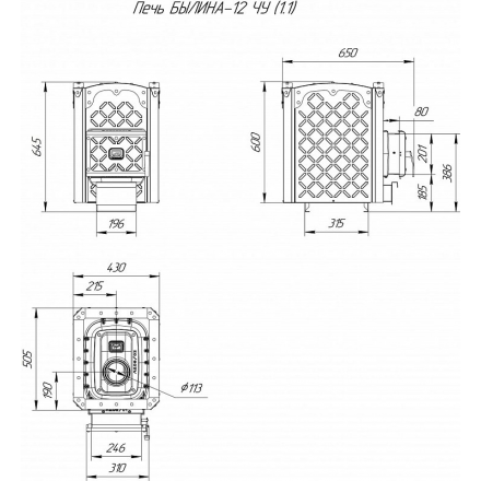 Печь для бани Теплодар Былина-12 ЧУ (1.1) в Барановичах